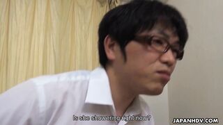 Maki Takei's Steamy Threesome with Dad and Geeky Step-Son