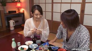 Hitomi Hayama's Kimono Open Wide for Licking and Cock Sucking