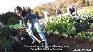 Maki Hojo's Outdoor Gangbang: Sucking Hard Cock, Neighbors Watching