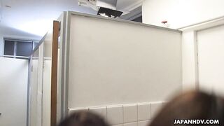 Kaede Oshiro Teaches Virgin to Lick Her Hairy Crack in Toilet Thrill