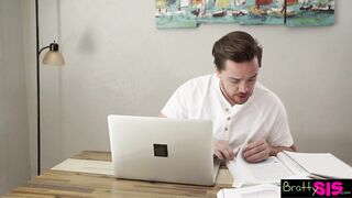 "Are You Okay Over There You Seem Kind Of Distracted?" Step Sis Rides My Dick During Online Class