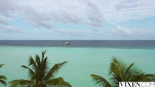 Blonde Beach Siren Nancy in White Bikini Irvine Entices Men