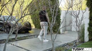 Petite Alexis demands trainer's cock after class.