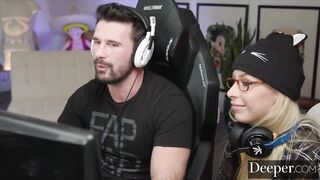 Gamer Carmen Caliente Loses Focus, Teases Dick Under Desk