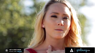 Hot Blonde Campers Mia Malkova And AJ Applegate Have Passionate Sex In The Mountains