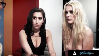 Cherie DeVille Has A Foursome With Kenna James April O'Neil And Abigail Mac At The Office