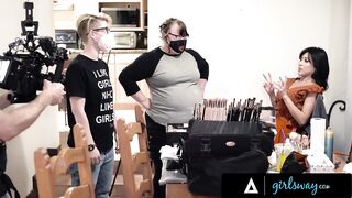 Gorgeous Asian Ember Snow Has A Passionate Interracial Scissoring Fuck With A Hot Blonde