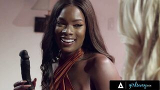 Sexy Ebony Ana Foxxx Offers Her Busty Bestie a Night to Remember With a Surprise Dildo