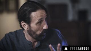 Redhead Teen Convinces Her Older Stepfather To Plow Her Pussy