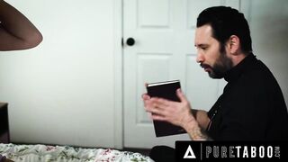 Troubled Teen Eliza Eves Fucks Her Preist To Piss Off Her Religious Stepmom