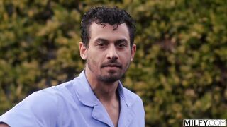 Mature Siren Enchants Young Stud Poolside For Hot Outdoor Fun