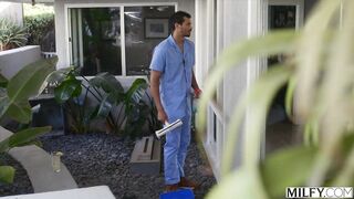 Mature Siren Enchants Young Stud Poolside For Hot Outdoor Fun