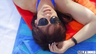 Mature Siren Enchants Young Stud Poolside For Hot Outdoor Fun