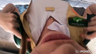 Girl Scout Tease: Mazy's Uniform Surprise for Boyfriend