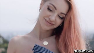 Public Gaping Redhead Little Dragon's Plugged Ass