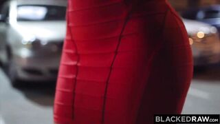 Violet's Forbidden BBC Adventure: Curvy Brunette Tempted by Huge Black Dick at Home