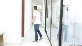 Alexis Adams pleases herself with her favorite dildo in the shower before fucking Ryan.