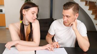 Homework leads to deep throating and fucking