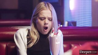 Coco Lovelock and Madi Collins share Parker's dick on a public date