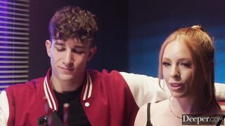 Coco Lovelock and Madi Collins share Parker's dick on a public date