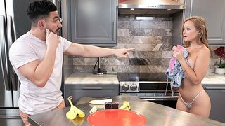 Natalia's Deep Throat Practice Surprises Stepdad