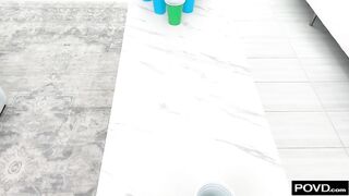 Chloe Rose Strip Pong Loses Clothing, Wins Cock