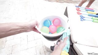 Natalia's Wet Bikini Water Fight Lures Him In