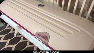 Stepbro Catches Stepsis Becky in Tanning Bed, Demand Face Fuck