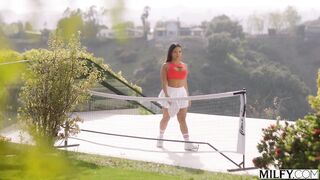 Spicy Brandy's Forbidden Pickeball Fuck Break With Her Gardener