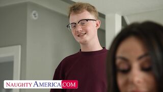 Latin MILF Kiki Klout shows son's friend how slutty she can be