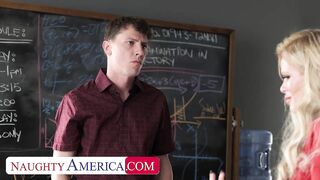 Big tit professor Casca Akashova fucks student on desk after a bad breakup