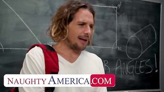 Big tit red head Lauren Phillips gives Tyler an A in exchange for his D