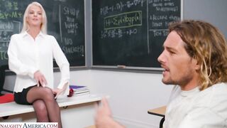 Professor Anita Blue LOVES to ride college cock in her classroom