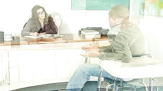 Teacher Gabriela Rossi fucking in the desk with her glasses