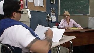 Tyann Mason fucking in the desk with her glasses