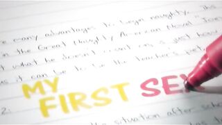 Cherokee fucking in the desk with her tits