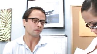 Carmella Bing fucking in the desk with her outie pussy