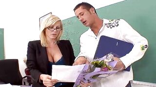 Mature Holly Sampson fucking in the desk with her medium ass