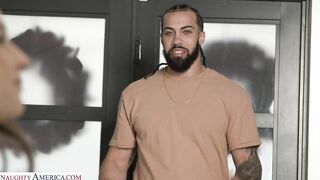 Serena Hill gets her trimmed pussy eaten after eating her friend's brother's food