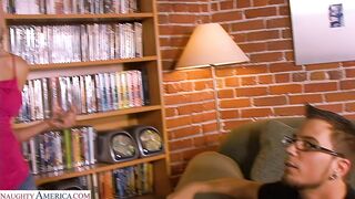 Cute Blonde Nicole Ray fucks her friend's brother's big cock