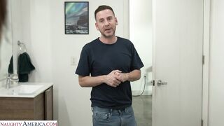 All natural Latina Sofie Reyez showers up before getting dirty and dicked down by friend's brother