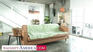 All-natural brunette Josie Tucker kills time by riding friend's bro