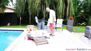 New girl Macy Marx is, poolside chillin' & poolside fuckin'