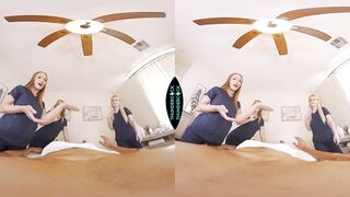 Masseuse babes Electra Rayne, Eliza Eves, & Skylar Snow surprise a patron with a happy ending