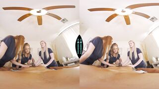 Masseuse babes Electra Rayne, Eliza Eves, & Skylar Snow surprise a patron with a happy ending