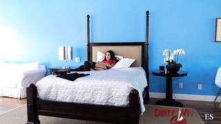 All natural American Lana Rhoades loves to slide up and down on some stiff cock while her hubby watches