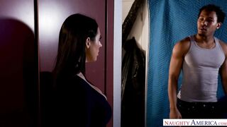 Angela White fucking in the den with her innie pussy