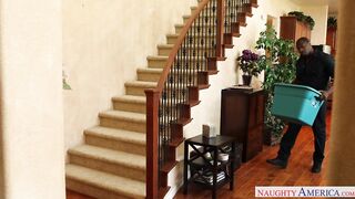 Red head Krissy Lynn fucking in the bed with her tits