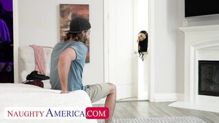 Busty tattooed brunette Payton Preslee seduces her friend's boyfriend and fucks him