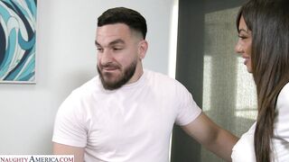 Peter can only fuck the exotic Sasha Pearl in his wild, naughty dreams